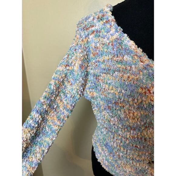 jessica simpson popcorn knit cardigan fuzzy sweater small oversized pastel - Picture 2 of 5